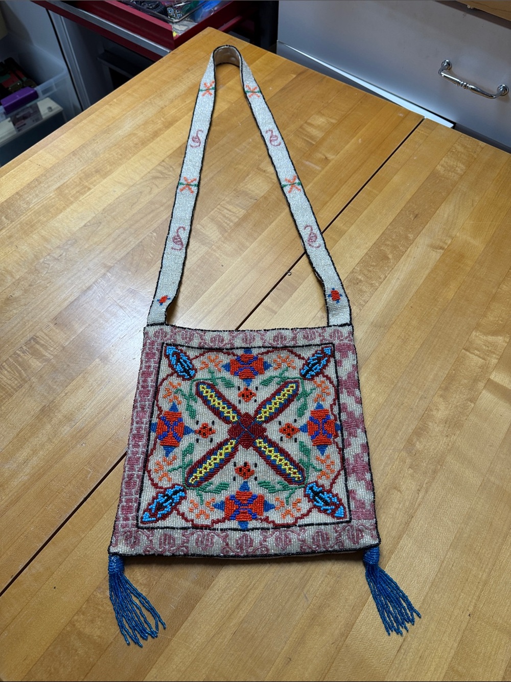 Vintage Christiana Embroidered Beaded Crossbody Bag in Multicolor